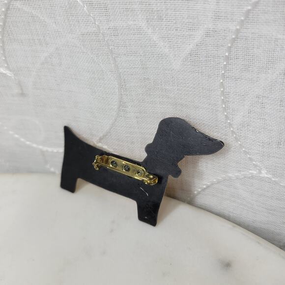 Vintage Dachshund Pin 3" Gold Tone Handmade Wiener Dog Brooch‎ Lapel Stick - Picture 5 of 14